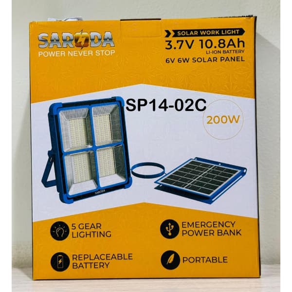 SARODA LAMPE SOLAIRE 200W / SOLAR WORK LIGHT SP14-02C