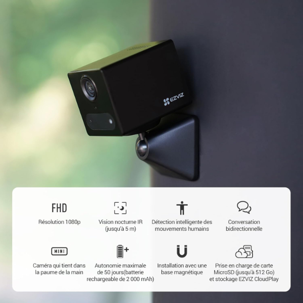 Caméra domestique intelligente Wi-Fi avec batterie - CB2
